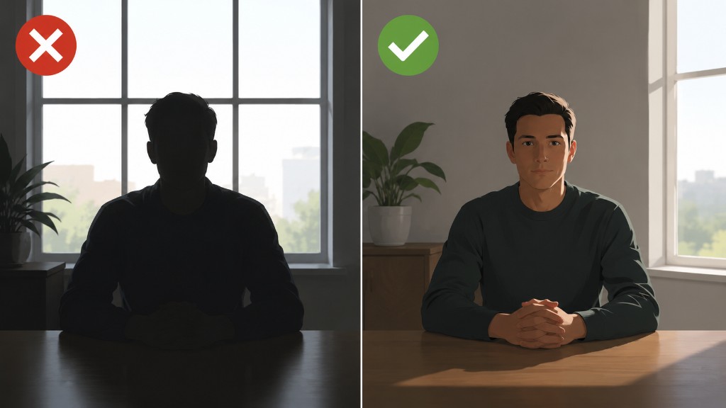 Backlight comparison: subject in silhouette with light behind versus properly lit with light from the front
